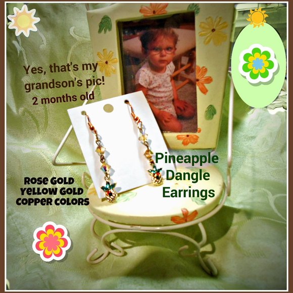 Pineapple Dangling Crystal Earrings - Picture 10 of 16
